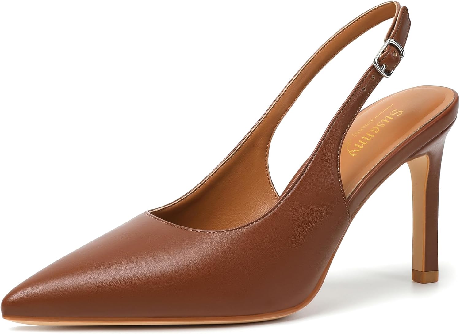 Susanny Slingback Heels for Women Pointed Closed Toe Stiletto Kitten Women's Sexy High Heeled Pumps Stray Casual Dressy Shoes Comfortable Wedding Brida Party Office