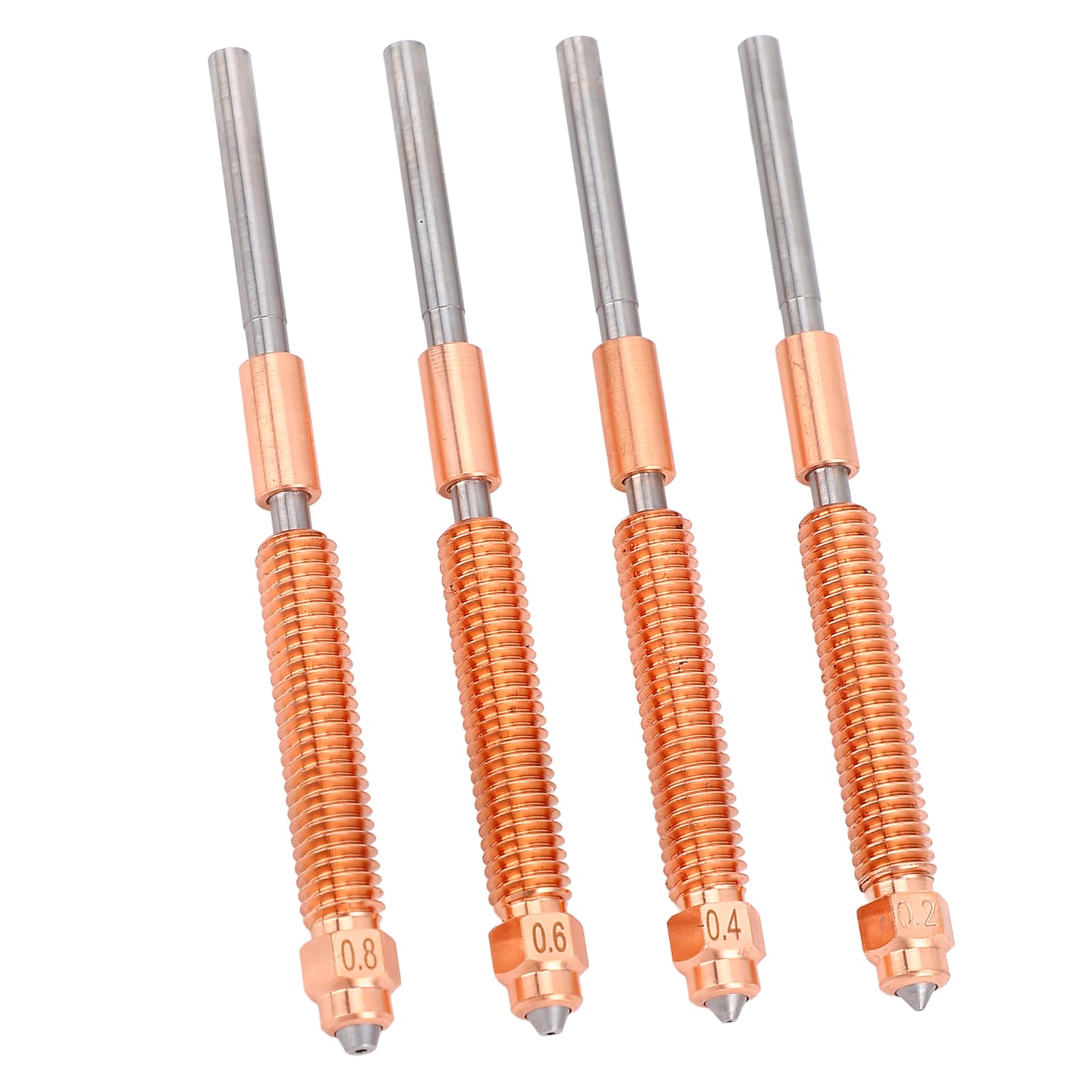 Schnell austauschbares Düsenset mit Hot-End-Rohr aus gehärtetem Stahl und CuCrZr-Kupferlegierung – kompatibel mit K2 Plus- und HI-3D-Druckern – inklusive Größen 0,2 mm, 0,4 mm,