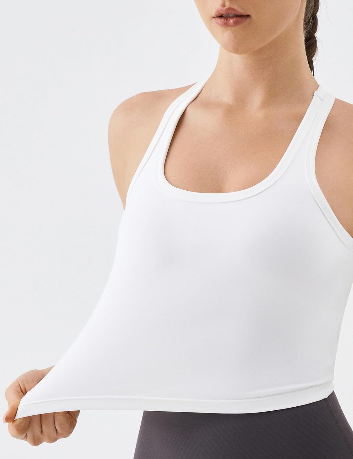 K-Swiss Women's Racerback Crop Tank Top with Built-in Padding - Longline Sports Bra for Workout Yoga Gym