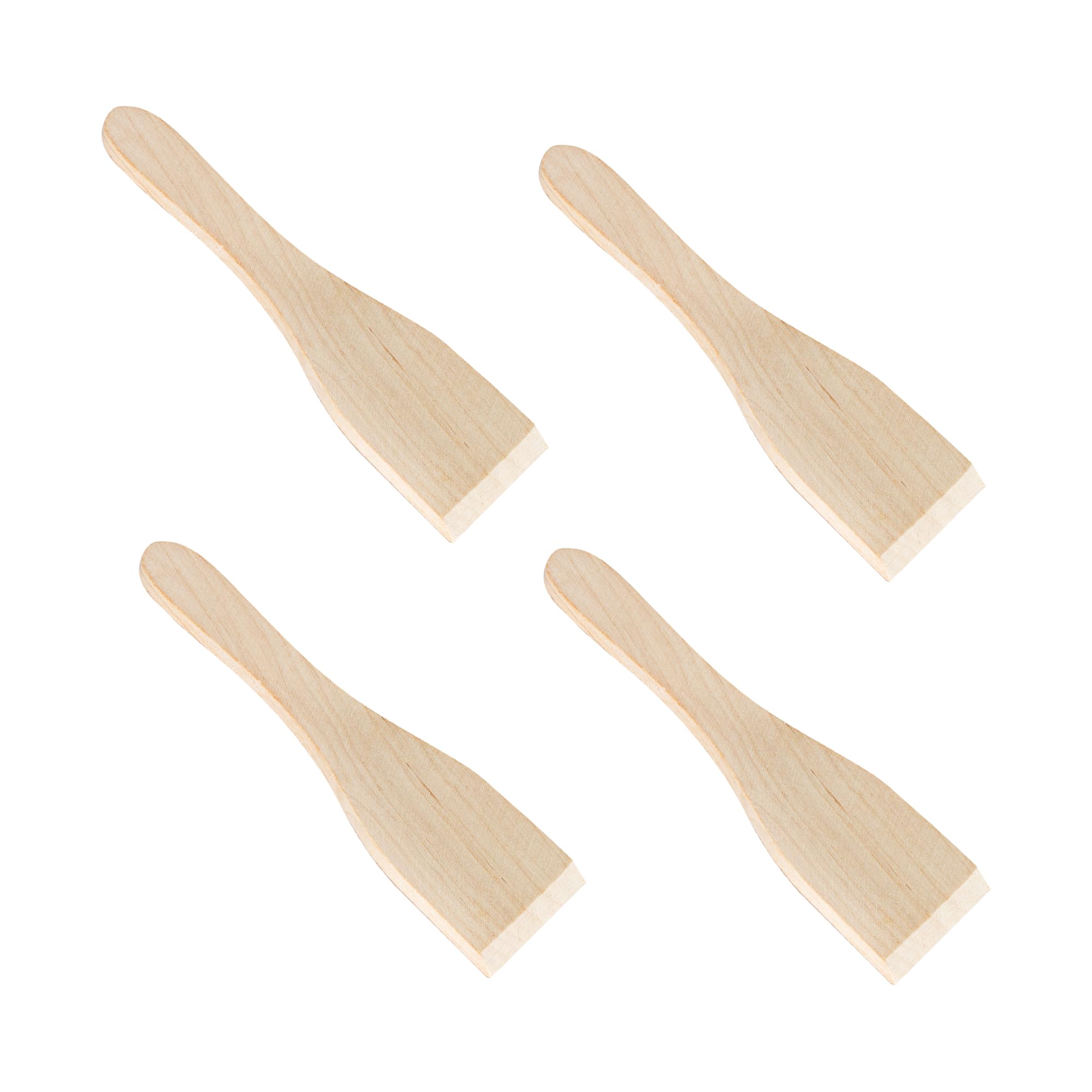 Kosmosta Brown 4 Pack Wooden Raclette Spatulas, Natural Raw Wood Mini Scrapers For Cheese Pans, Non-Scratch Utensils Safe For Non-Stick Pans, Raclette Grills, Fondue & Small Cookware