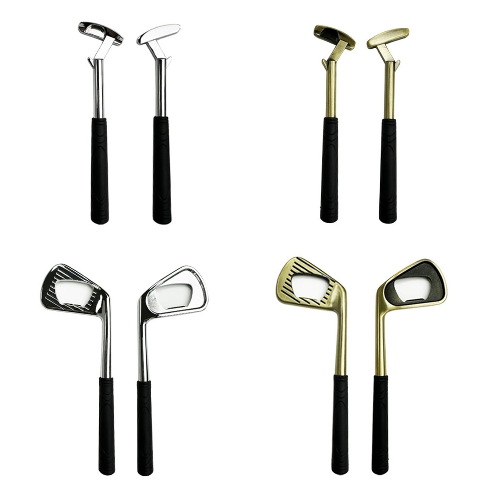 Flaschenöffner Für Küche Bierflaschenöffner aus Metall in Golfeisenform for Familienfeiern und Partys Bar Camping(Bronze+Silver)