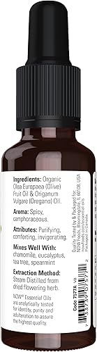 Miniatura 2 de NOW Aceites esenciales aceite de orégano mezcla 25 de aceite de orégano puro en aceite de oliva puro aroma de aromaterapia reconfortante destilado