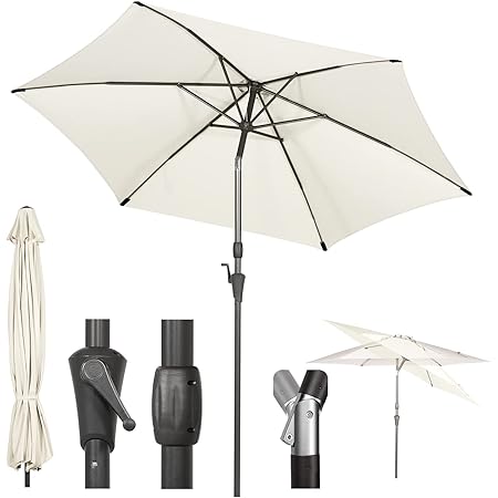 Amazon.de SONGMICS Sonnenschirm 270 cm, UPF 50+, Strandschirm