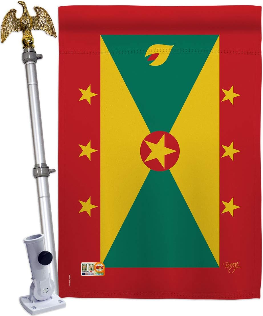 Nationality Grenada House Flag Set Regional Nation International World Country Particular Area Small Decorative Gift Yard Banner Double-Sided Made In USA 28 X 40