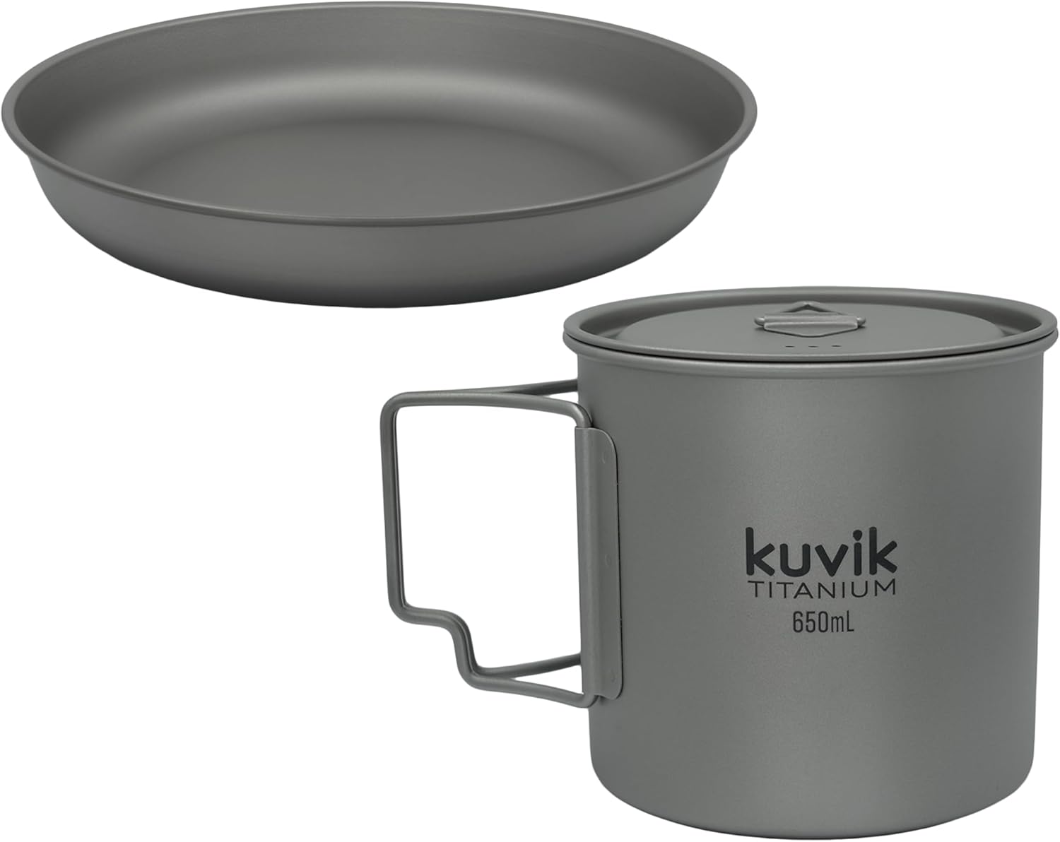 Kuvik Titanium 195mm (7.7") Plate & 650ml (20.3 oz) Titanium Pot Bundle