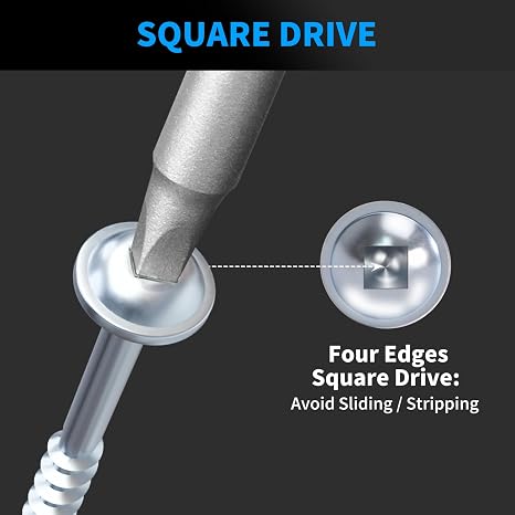 Pocket Hole Screws 1-1/4 Inch, FIXLINK Pocket Screws #8 X 1-1/4, 600 PCS, Zinc Coated Pocket Hole Screw for Indoor Outdoor, Square Drive, 150MM Drive Bit Included