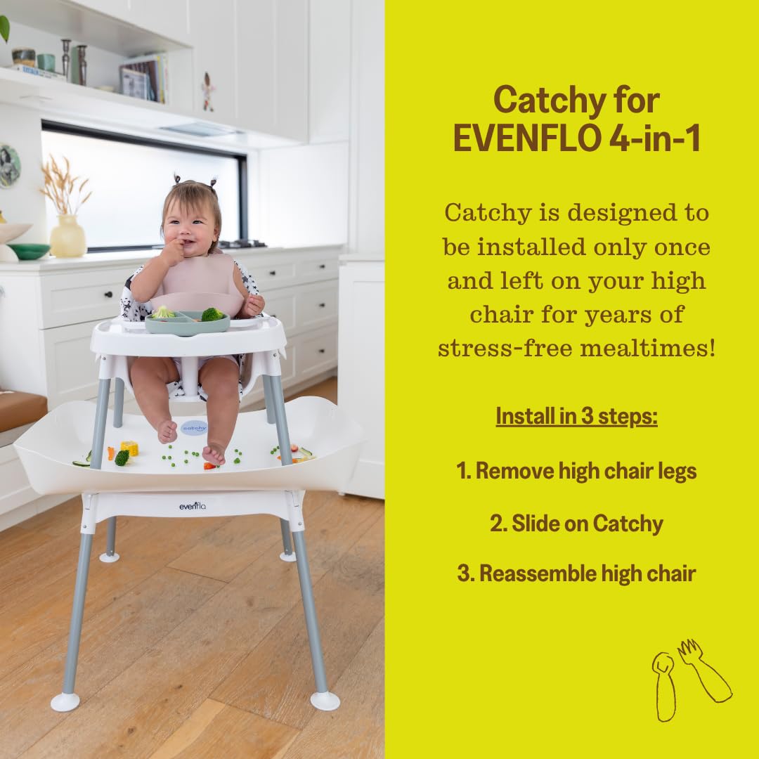 CATCHY - Food Catcher - Compatible with Evenflo 4-in-1 Eat & Grow High Chair + 11 Other High Chairs - Highchair Sold Separately - Baby & Toddler Food & Mess Catcher - Under High Chair Accessory image 5