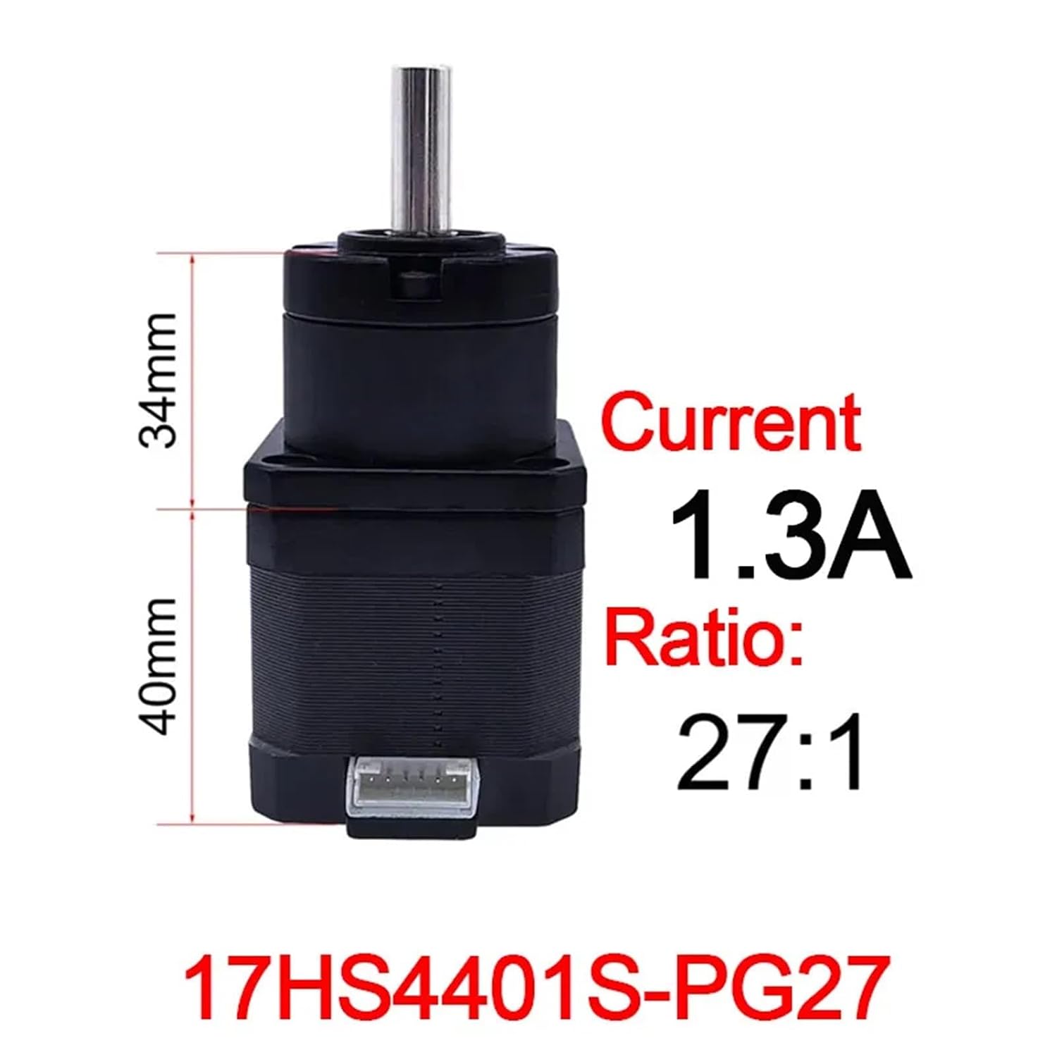 1Pc 42BYG Stepper Motor 40mm Body Length with 3.71:1-139:1 Ratio Planetary Gear Stepping Motor with Gearbox(PG27)