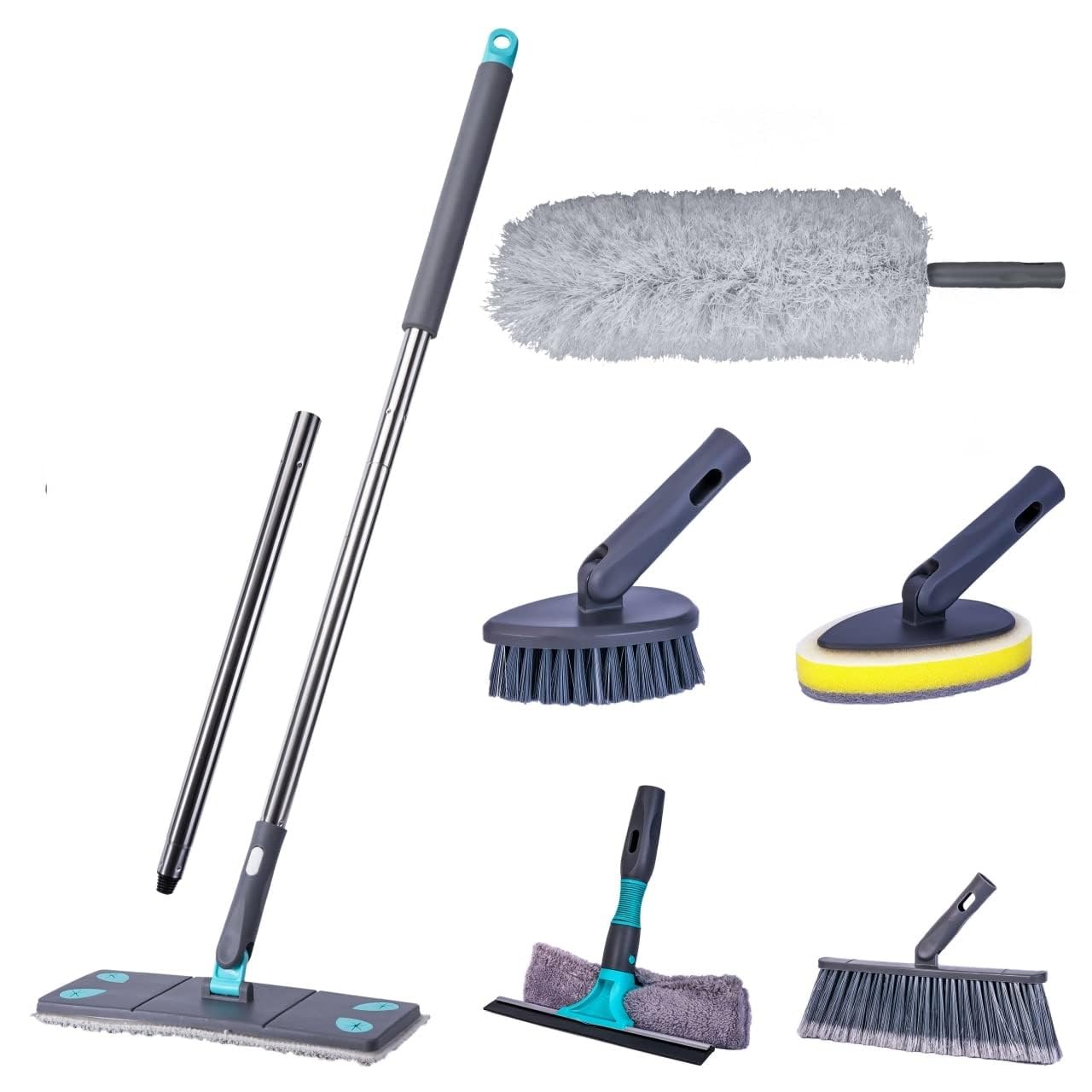 Seafrrzios Sliding Window Groove Cleaning Brush | Crevice Cleaner Tools | Toilet Cleaning Brush with Wiper Tiles Cleaning Bathroom Brush Floor Scrub Brush with Long Handle | Microfiber Pad & Scrubber-image-28