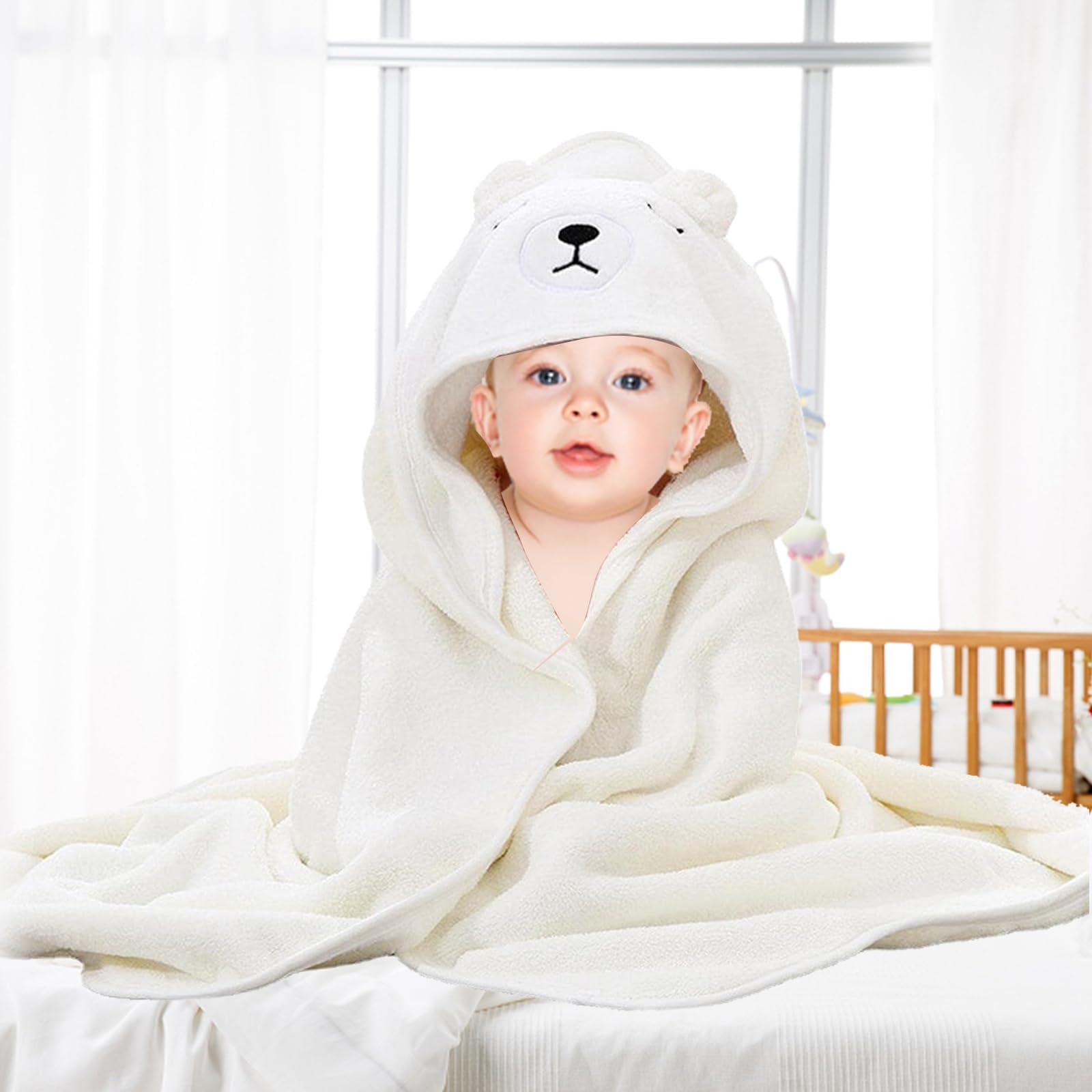 3PCS Serviette de Bain Capuche Bébé, Serviette Bebe, Serviette Bebe Naissance, Drap Serviette de Bain pour Bébé Nouveau-né, Cape de Bain pour Piscine 80 x 80cm Cape De Bain 0-5 Ans