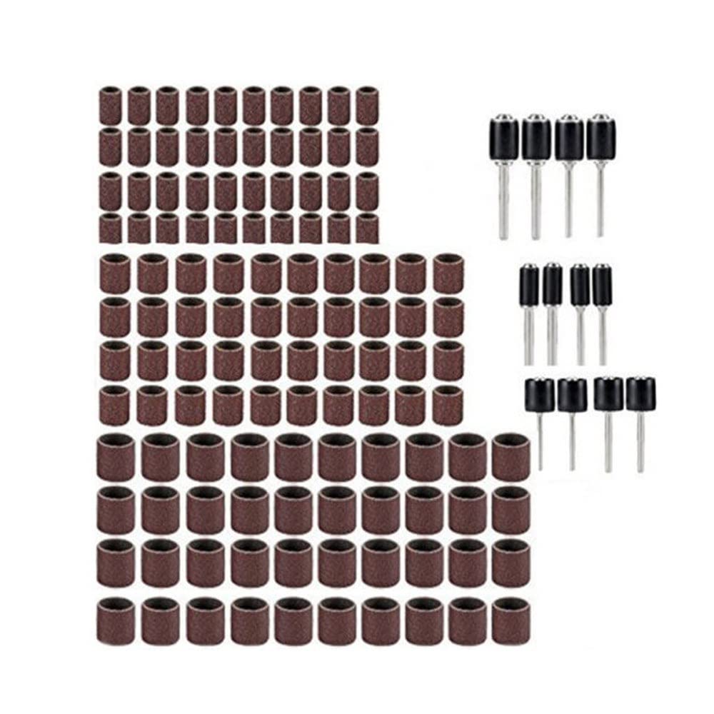 132pcs Drum Sanding Kit Abrasive Sleeve Kit 80 Grit Sandpaper Circle with 3.175mm Rubber Mandrels Drum Mandrels Screwdrivers Sanding Drum and Sleeve Set for Rotary Tool