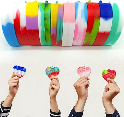 Miniatura 4 de 50 piezas de juguete para la ansiedad de burbujas para presionar llavero de burbujas para el día de San Valentín llavero para aliviar la ansiedad y