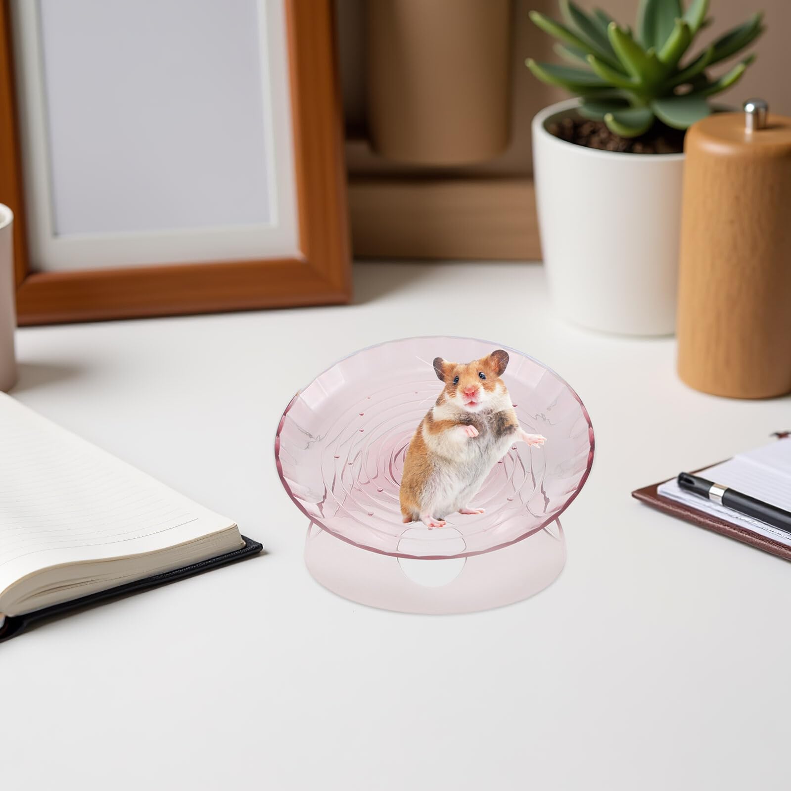 NOLITOY Rueda para Hámster Pequeña de Plástico Transparente con Base y Escondite Integrado, Rueda de Ejercicio Silenciosa 3 Piezas para Correr y Jugar en Jaulas de Mascotas