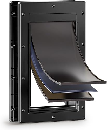 Puerta de perro con 3 solapas, puerta para perros, puerta de gato para instalar en puertas interiores y exteriores, capa de aislamiento, 2 solapas