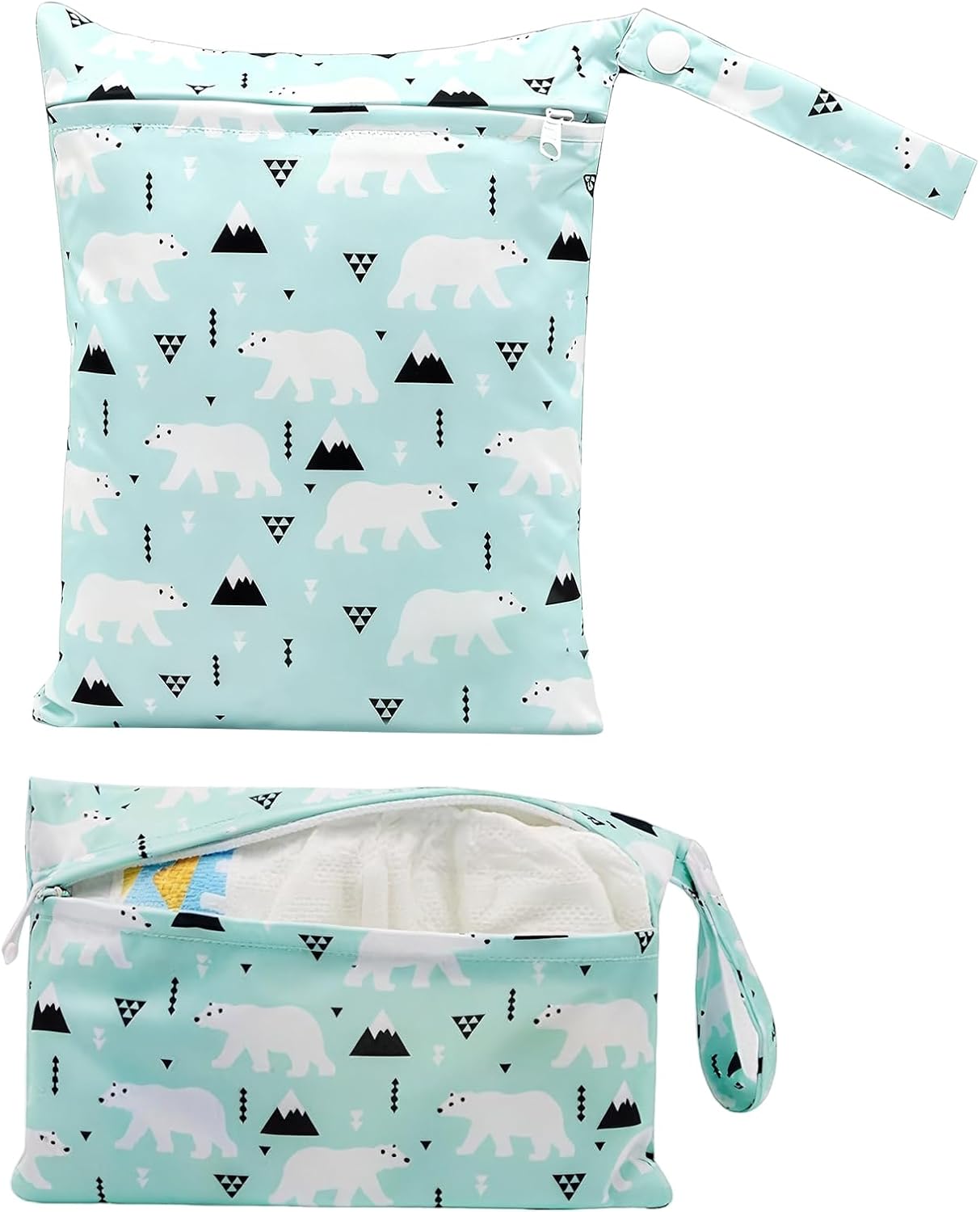 Sac humide étanche – Pochette à couches réutilisable pour équipement de natation de voyage pour bébé | Doublure anti-fuite avec sangle de poignée, tissu lavable pour ranger les serviettes, vêtements et accessoires d&rsquo;entraînement 250 x 200 x 10 mm