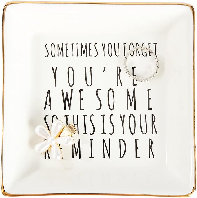 Inspirational Gifts for Women,Encourage Gifts,Sometimes You Forget You're Awesome..Inspirational Ring Trinket Dish Gift,Holder Rings Bracelets Earrings Trinket Tray for Women Girls Birthday