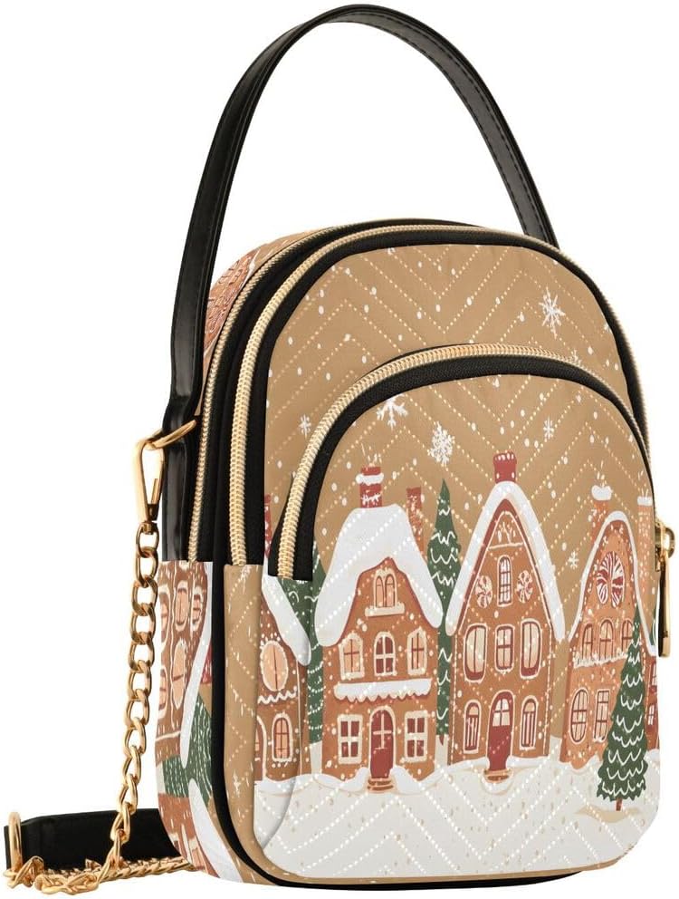 ALAZA Village Gingerbread Snowflake Merry Christmas Crossbody Bag Small Shoulder Handbags Leather Purse for Women - Image 2