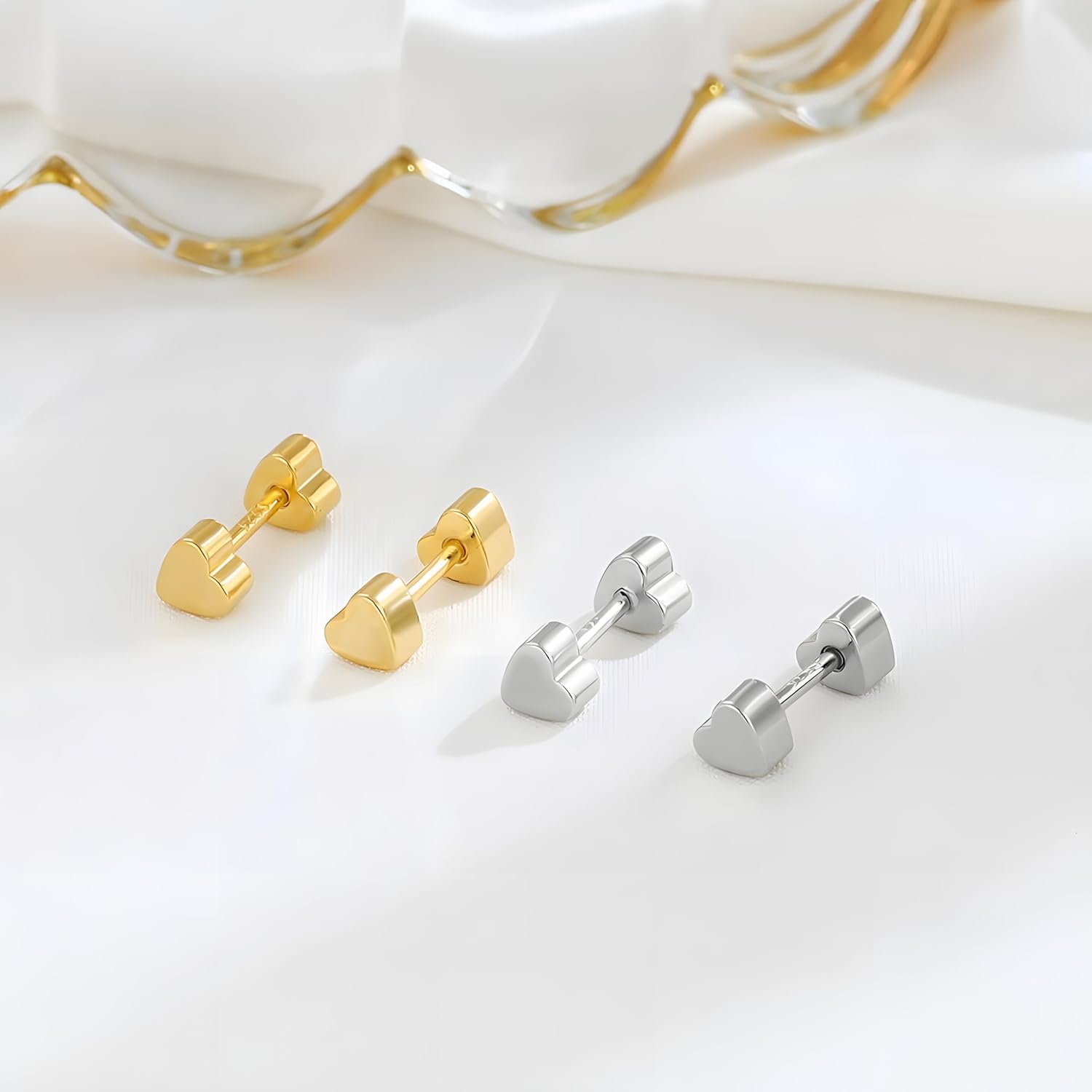 925 Sterling Silver Heart Stud Earrings | Screw Back Closure | Dainty Sweetheart Jewelry Gift for Women - Image 3