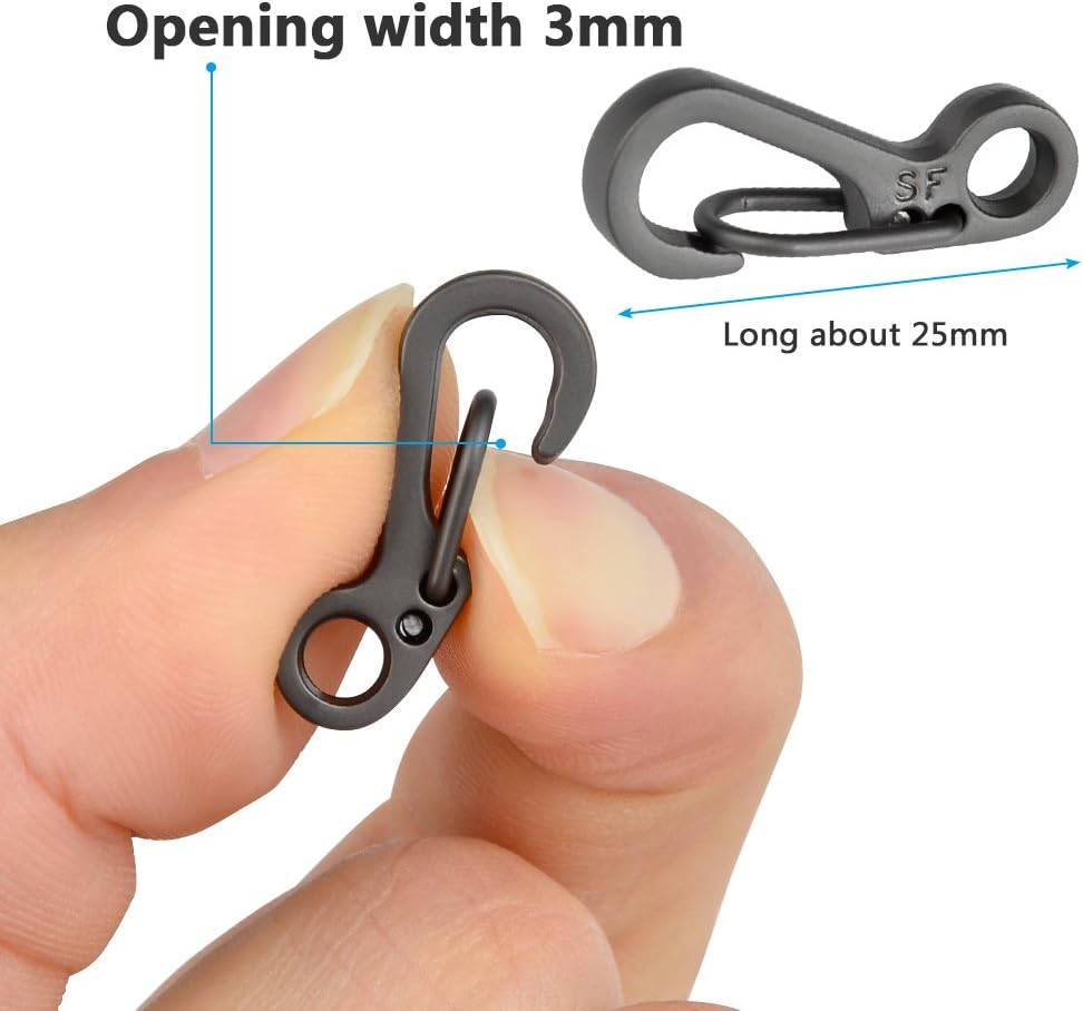 10Pcs Tiny Carabiner Clips, 2.5 cm Spring Snap Hook, Mini Paracord Keychain, Black Mini Carabiner Set - Image 4