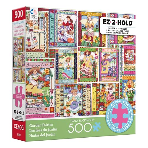 Rompecabezas Ceaco Garden Fairies de 500 piezas para adultos, arte de Tracy Flickinger, fabricado en EE.UU., tamaño final 24 x 18 pulgadas, incluye póster, ideal para regalo y enmarcar miniatura 3