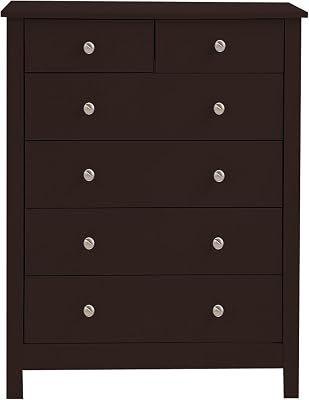 Mango Wood Ania Chest of 6 Drawers Storage Cabinet for Living Room | Wooden Sideboard | Cocoa Brown Finish