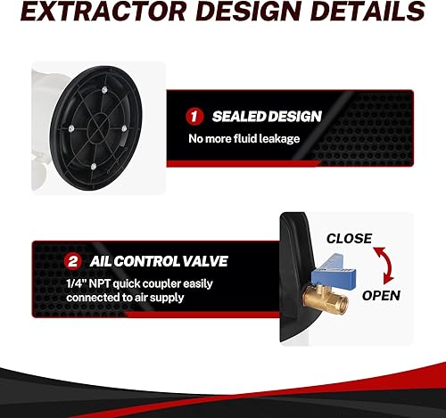 Miniatura 6 de BILITOOLS - Bomba extractora de aceite neumática de 9L, extractor de fluidos al vacío para cambio de aceite de motor automotriz de gran capacidad de