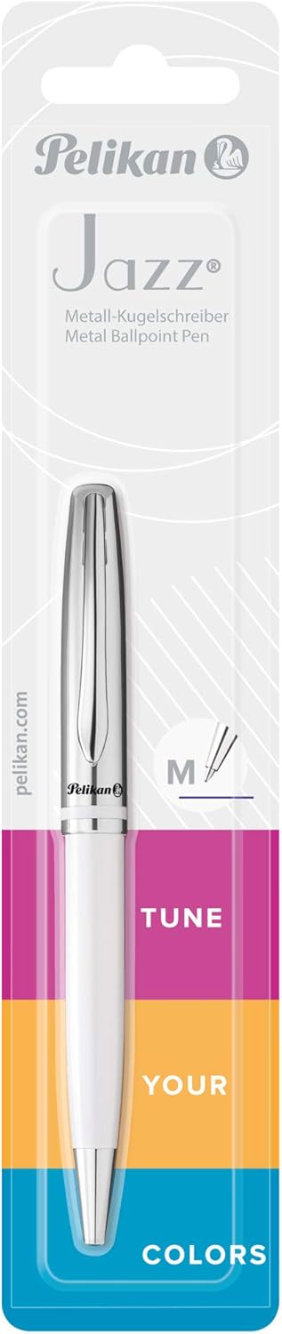 Pelikan Jazz Classic Ballpoint Pen, Medium Nib, Blue Ink Refill Included, Metal, Dark Blue, Blister Card, 1 Each (807104)