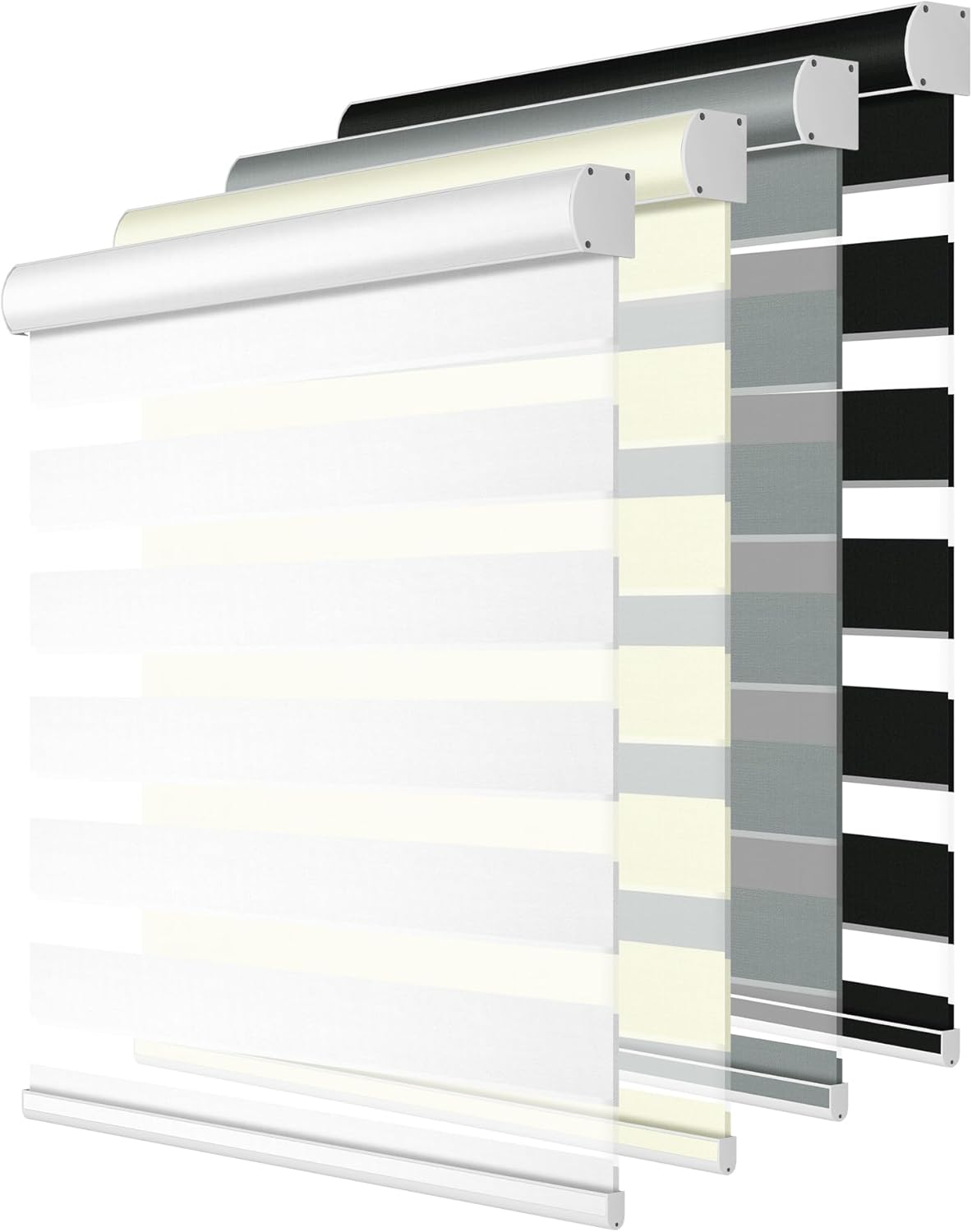 Blackout Cordless Zebra Blinds for Windows, Blinds for lndoor, Light Control, Easy to Instal, UV Protection, for Home, Offices and Door, Roller Shades, Custom Sizes,White, 35" W x 56" H