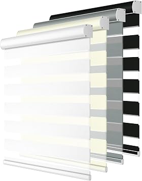 Blackout Cordless Zebra Blinds for Windows, Blinds for lndoor, Light Control, Easy to Instal, UV Protection, for Home, Offices and Door, Roller Shades, Custom Sizes,White
