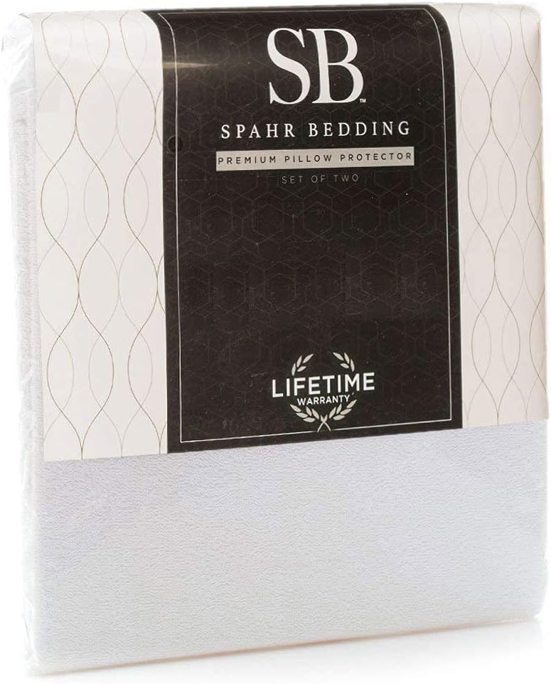 Spahr Bedding Safe & Clean Pillow Protectors - 100% Waterproof Pillow Covers - Breathable Cotton Zippered Pillowcases - Protection from Stains and More - Set of 2 - Standard Size