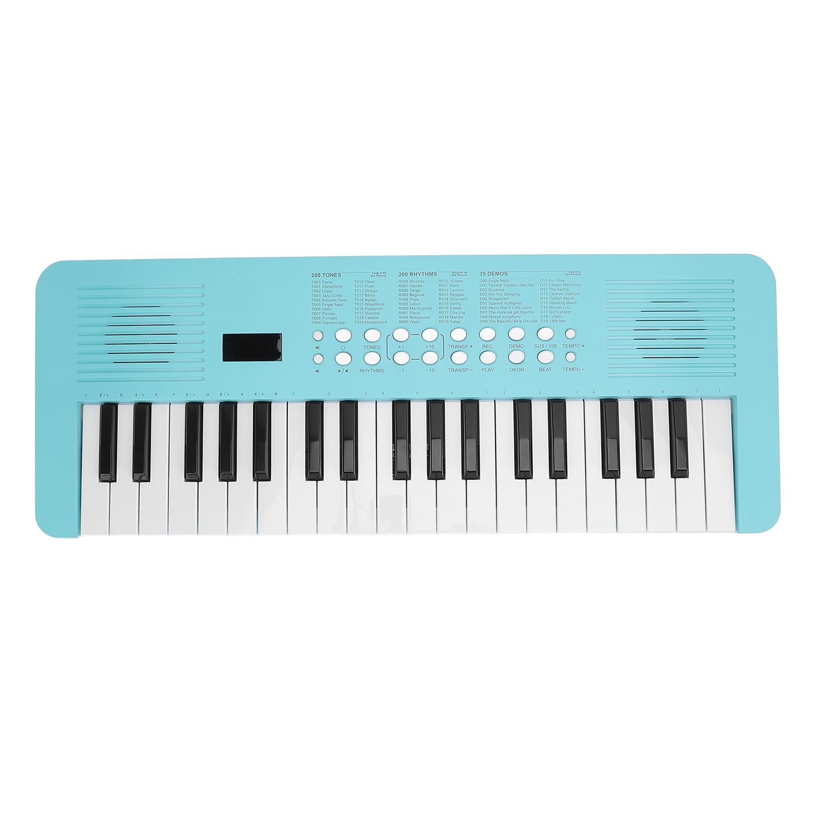 Tastiera Elettronica a 37 Tasti 200 Toni Ritmi 35 Demo Strumento a Tastiera per Pianoforte Digitale Multifunzionale con Microfono per Principianti e Musicisti Esperti (BLUE)