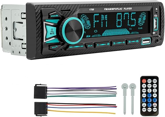 Car Audio Bluetooth Single DIN Car Stereo, 12V Car FM/AM Radio LCD VA Screen Car MP3 Player with Hands-Free, Dual USB, Voice Assistant & App Control, Supports FM/MP3/WMA/FLAC/AUX/TF
