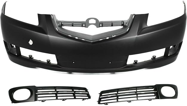 Bumper Cover Kit for Acura for TL Base 2007-2008 Front Bumper Cover and Fog Light Trim 3pc Primed Unfinished Auto Body Repair-Part Name AC1039104 13912486