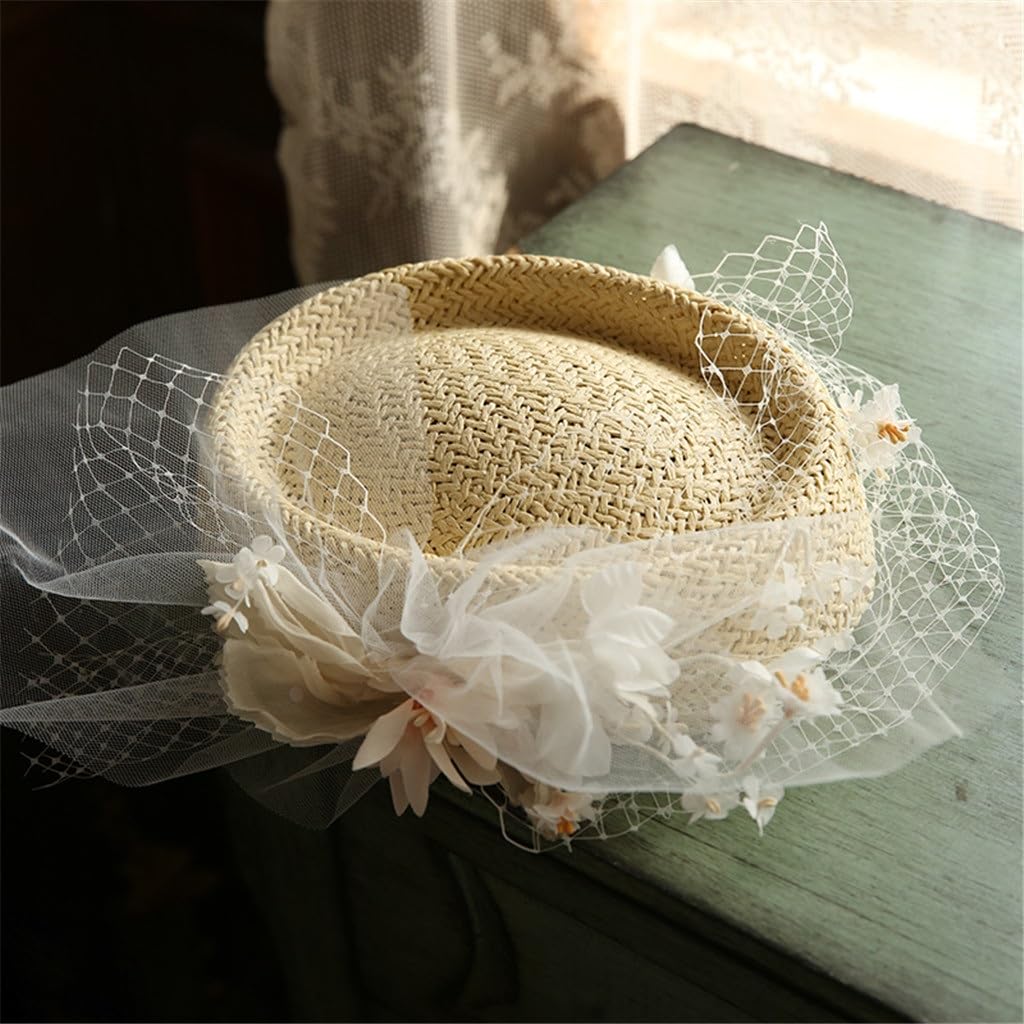 Chapeau de mariage kaki pour femmes : paille fedora large vintage style église et derby