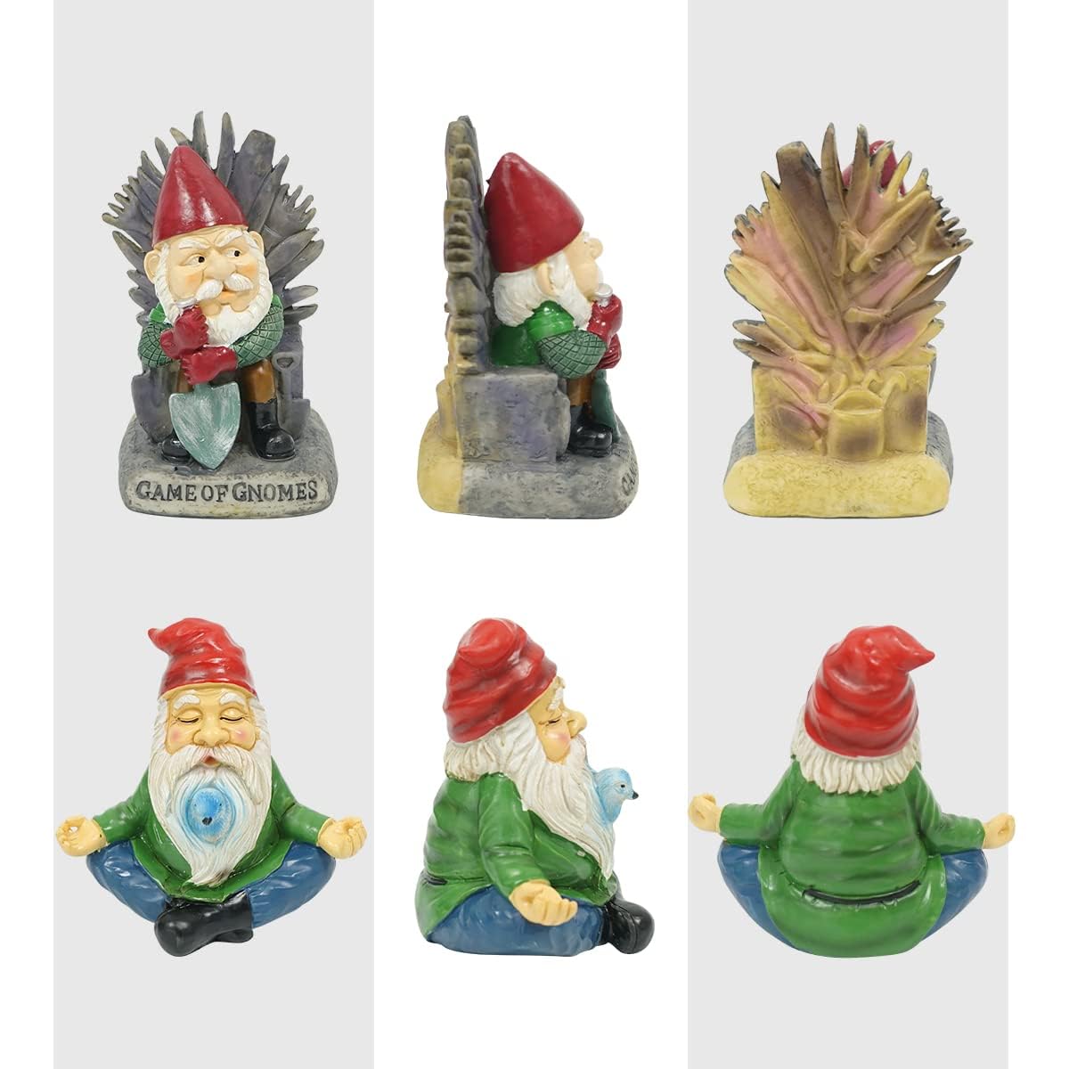 EraSpooky Estatuas de gnomos de resina de 6 pulgadas, decoración al aire libre, esculturas novedosas, decoración de patio, césped, regalos divertidos de jardín