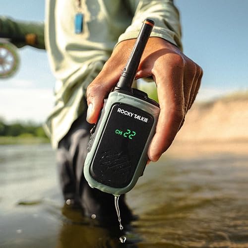 Rocky Talkie 5 Watt Radio - GMRS Radio with IP67 Waterproofing, Long Range Walkie Talkie, NOAA Weather Alerts, 5 Day Battery Life,1 Pack