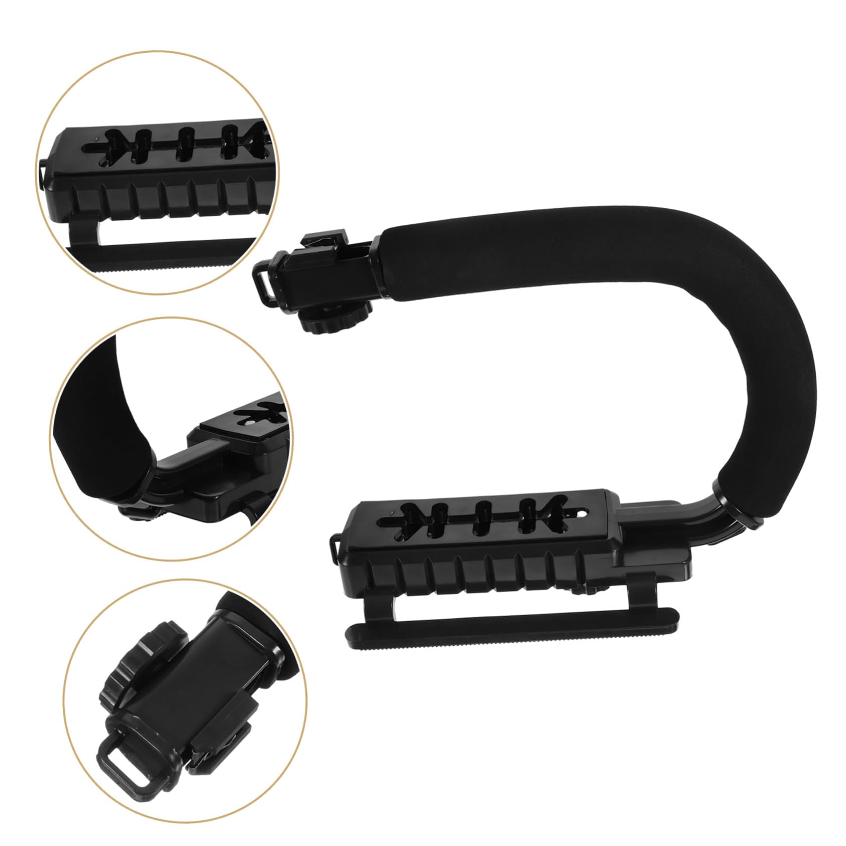 Stabilizzatore Camera a U Leggero in Lega di Alluminio Nero | Design Multifunzione, Impugnatura in Schiuma, per Dslr, Uso Viaggio e Outdoor
