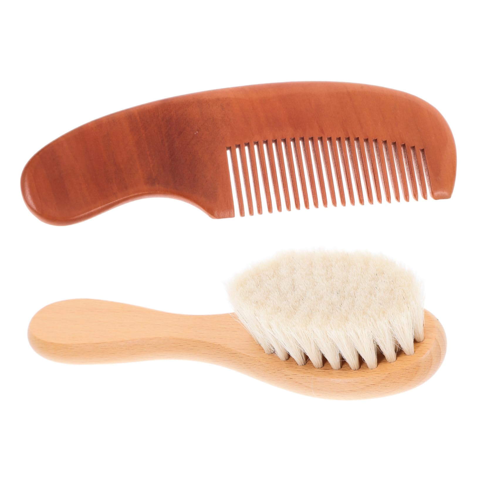 LIFKOME 2Pcs Hair Comb and Bath Brush Set Wooden Handle with Natural Bristles Gentle Hair Care for Home Use for Newborns