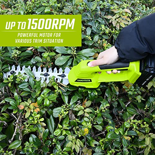 Cordless Hedge Trimmer & Battery Powered Grass Shear, Gardtech 2-In-1 Handheld Electric Branch Trimmer Grass Cutter For Garden Lawn Care - 3 Hours Running Time - 2022 Upgraded #TOP2