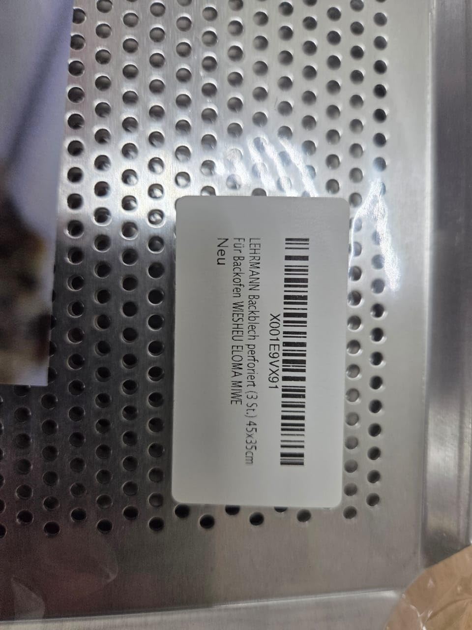 LEHRMANN Bandeja perforada (3 piezas) 45 x 35 cm placa para la panadería bandeja para horno Compatible con/reemplazo para MIWE WIESHEU BONGARD ELOMA/Siemens Bosch Neff