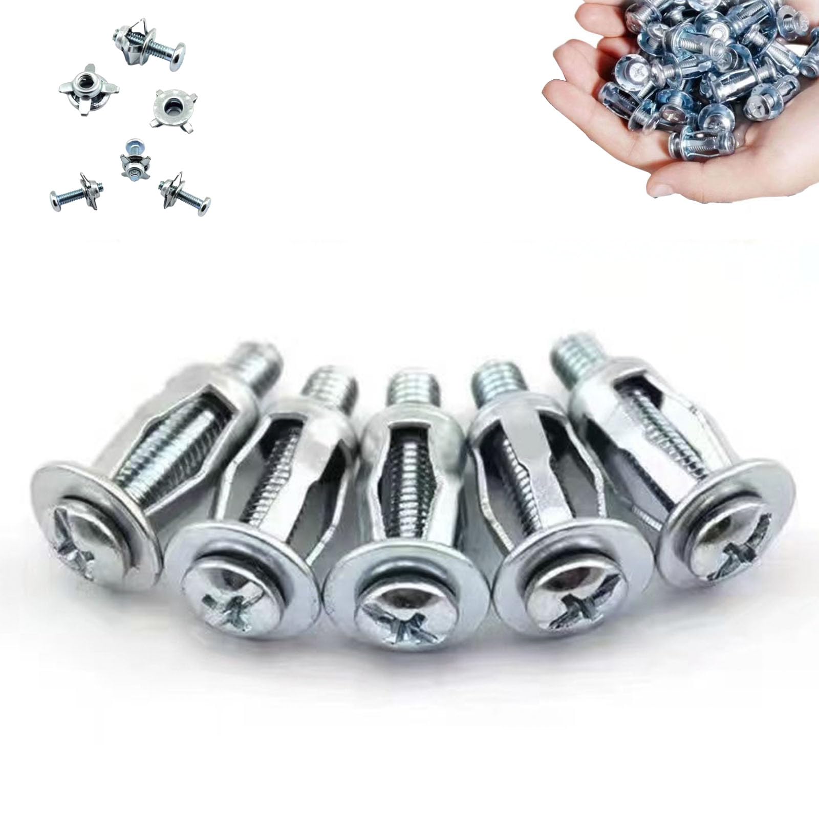 50 Pcs (M4 M5 M6) Expansion Screw Petal Nut, Petal Shape Jack Metal Nut, Steel Expansion Nuts,Jack Nuts, for Hollow Wall Iron Skin Thin Soft Wall (M4*20/50pcs)