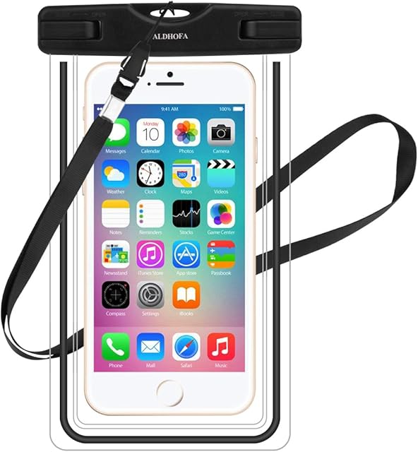 ALDHOFA Waterproof Phone Pouch Case For Kayaking Skiing Sledding Boating Surfing For iPhone 13/13 Pro/13 mini/12/12 pro/12 mini/11 pro/11/SE 2020/XR/X/8/7/6S/6,Samsung S20/S10-Black