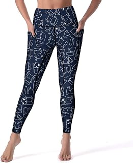 Generic Cute Cows Milk Cheese Leggings for Women Soft High Waisted Tummy Control Exercise Yoga Pants Trousers with Pockets