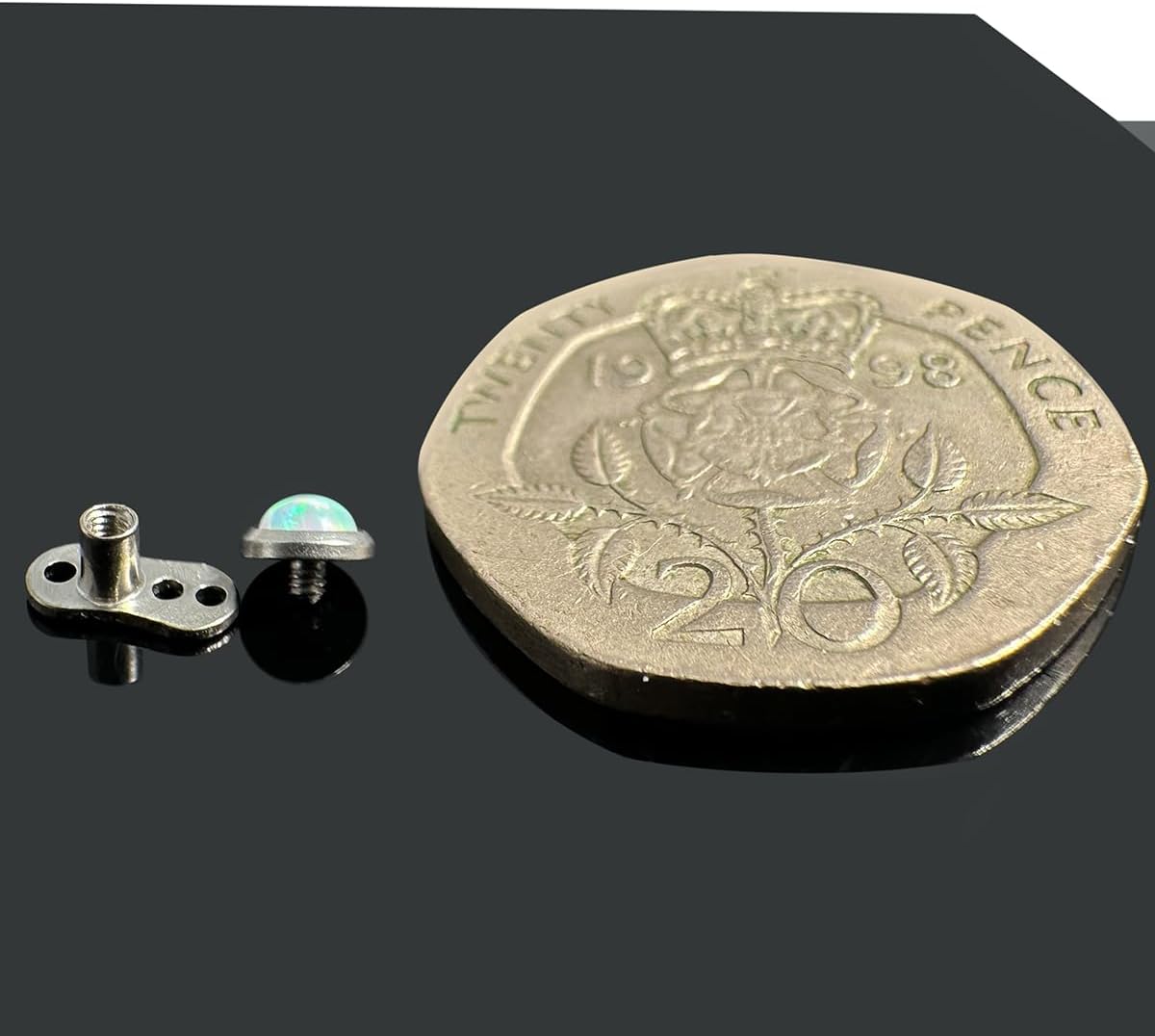 Opal Stone 316L Surgical Steel Top with G23 Grade Titanium Internally Micro Dermal Anchor Drivers - Surface - Skin Piercing