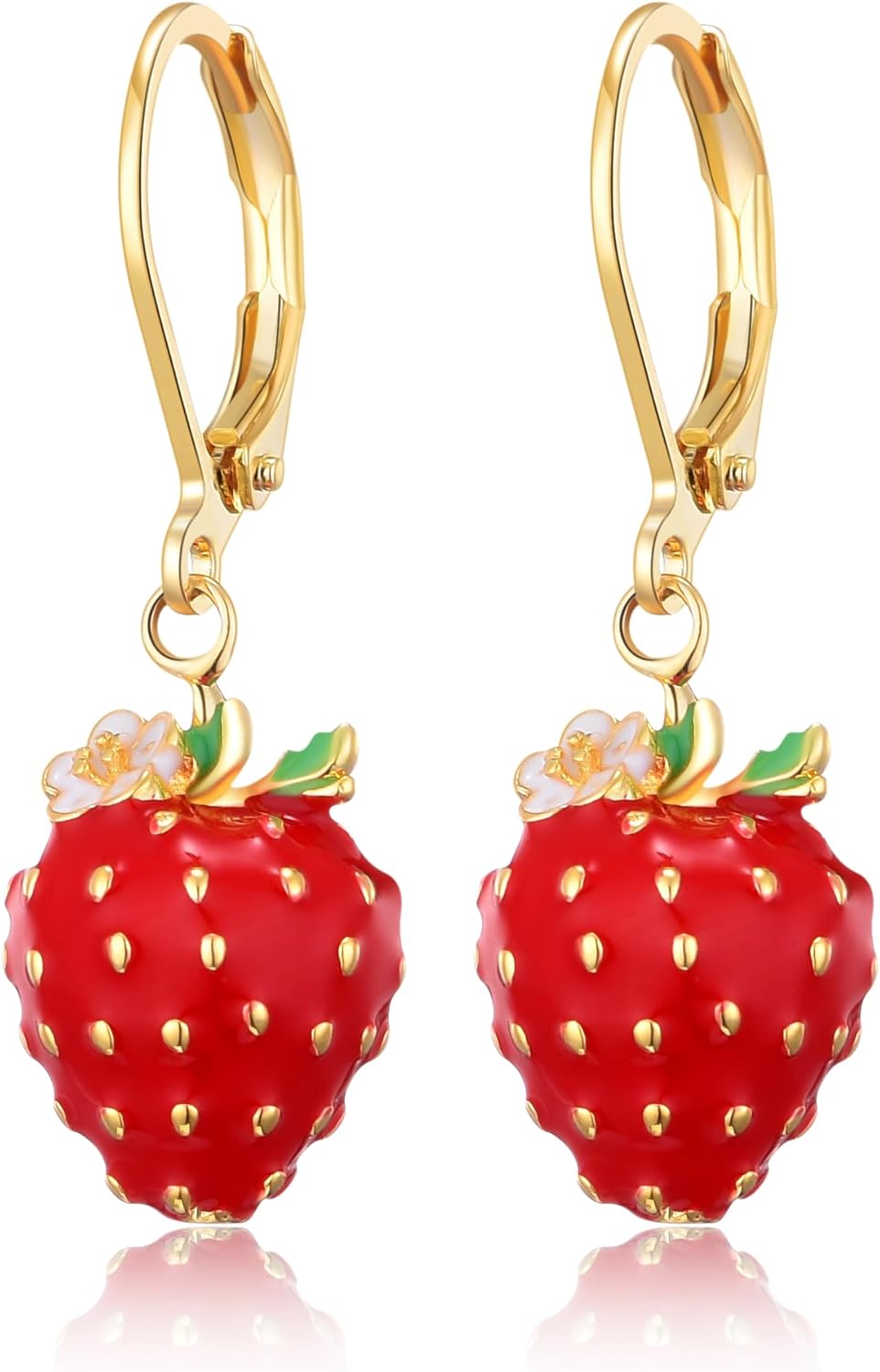 Strawberry/Cherry Earrings for Women Cute Fruit Leverback Dangle Drop Earrings Jewelry for Women