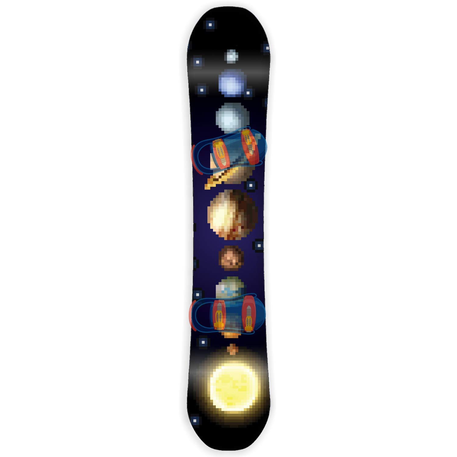 Snowboard Wrap Graphic Sticker Skin Cover - Includes Breakaway Knife - Universal Fit up to 65 inches and 14 inches Wide - 8 bit Solar System Planets