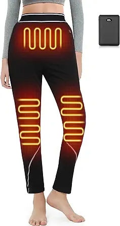 FERNIDA Women Heated Pants with Battery Pack - Fleece Heated Thermal Long Johns for Outdoor and Home