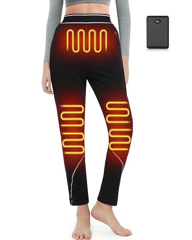 FERNIDA Women Heated Pants with Battery Pack Fleece Heated Thermal Long Johns 7 4V Electric Heated Leggings for