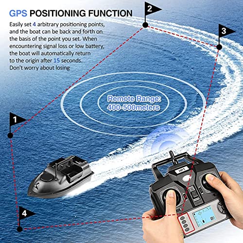Foto von KFJZGZZ Futterboot Angeln, Rc Boot, Futterboot mit Propeller Und GPS Cruise, Led Nachtlicht, Ferngesteuertes Boot für Seen, Angelbegeisterte, Fischer, B:2×12000mAh Battery