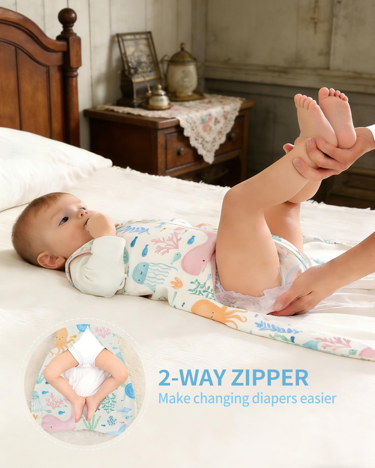 JiAmy Baby Sleep Sack 0-24 Months, 1.0 TOG Lyocell Wearable Blanket, Double Layer Sleep Bag with 2-Way Zipper, 2 Pack